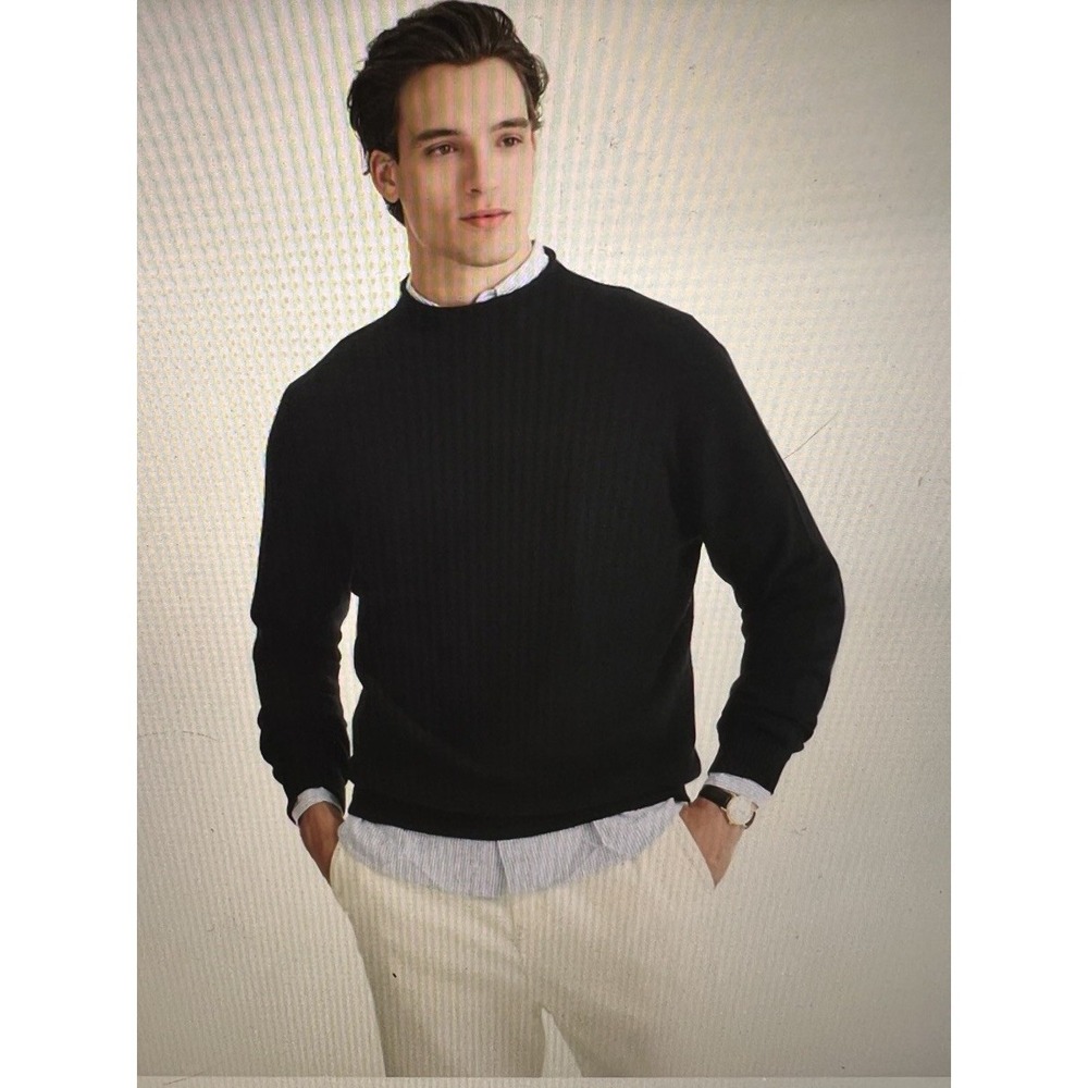 Nadaam Men's Lightweight Cashmere & Wool‎ Roll Neck Sweater Size 2XL Navy Blue